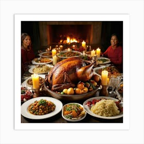 An Age Old Thanksgiving Feast Smothered In The Aroma Of Perfectly Roasted Delicacies From Succulen 2 2 Art Print