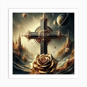 Cross Of Roses 1 Art Print