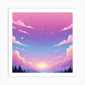 Sky With Twinkling Stars In Pastel Colors Square Composition 221 Art Print