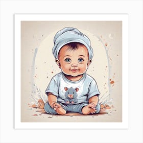 Baby Boy Illustration Art Print