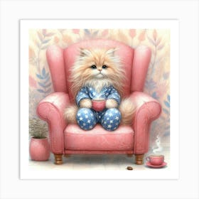 Cat In Pajamas Art Print