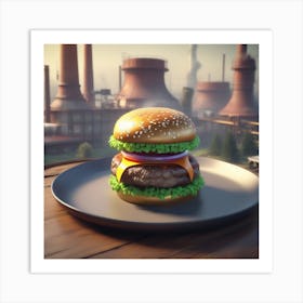 Burger On A Plate 77 Art Print