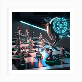 Robot Chess Art Print