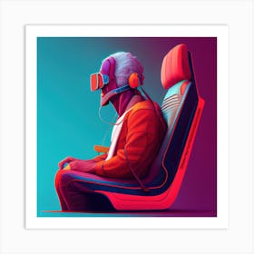 Old Man with a VR Headset Art Print