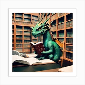 Library Dragon Art Print