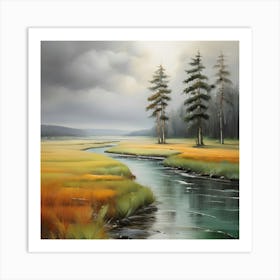 River In The Meadow . 1 Art Print
