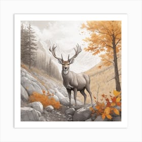 Deer In The Woods Art Print