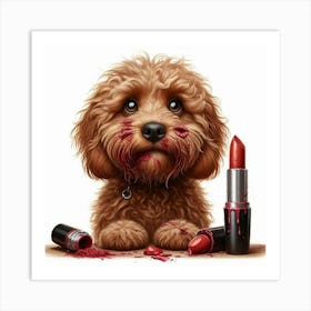 Dog With Lipstick Art Print