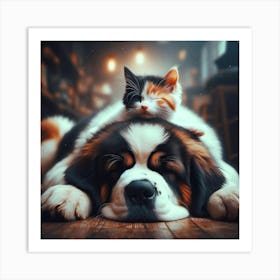 Dog And Cat Art Print