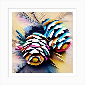 Colorful Pine Cones Abstract Art Print