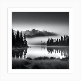 Black And White Mountain Landscape 19 Art Print