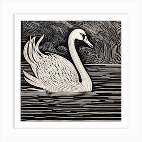 Swan in black and white Art Print