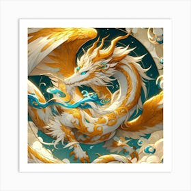 A Golden Dragon In The Galaxies 5 Art Print