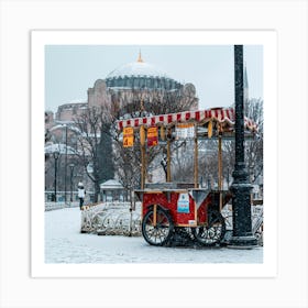 Snowy Market In Istanbul Art Print