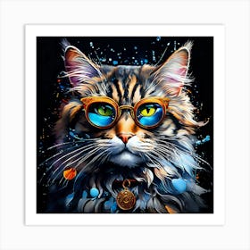 Cat With Glasses 6 Art Print