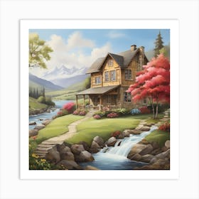 House By The Stream Art Print