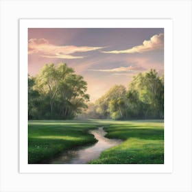 Stream In The Grass Art Print