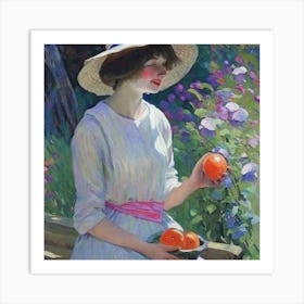 Girl With Oranges Art Print