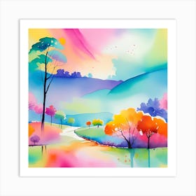 Colorful Landscape Painting Art Print