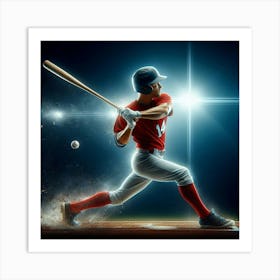 Baseball Player Swinging A Bat Art Print