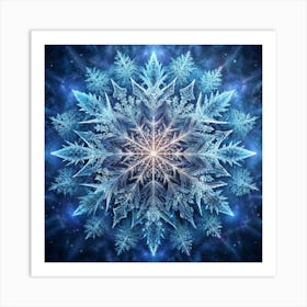 Large Snowflake In A Blue Space Art Print