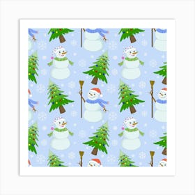 Snowman Pattern 1 Art Print