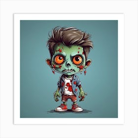 Cartoon Zombie Boy Art Print