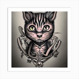 Cat With Skull And Crossbones Art Print