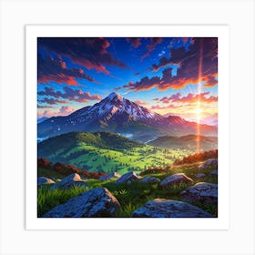 Sunset In The Mountains 11 Art Print