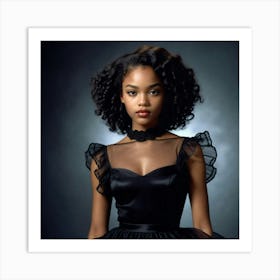 Black Girl In Black Dress 1 Art Print