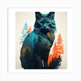 Cat In The Forest Art Print