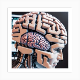 Human Brain With Artificial Intelligence 1 Art Print