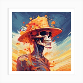 Skeleton In Hat Art Print