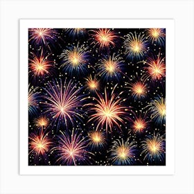 Fireworks On A Black Background 4 Art Print