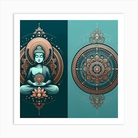 Buddha And Lotus 1 Art Print