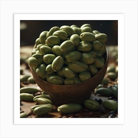 Green Coffee Beans In A Bowl Art Print