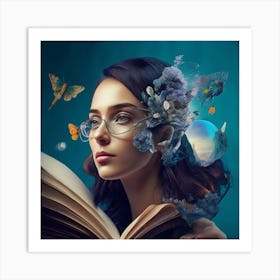 Young Woman Reading A Book Art Print