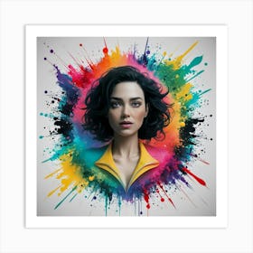 Girl With A Colorful Background Art Print