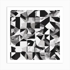 Abstract Geometric Patterns In Monochrome 4 Art Print