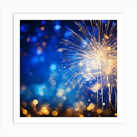 Glittering Fourth Of July Celebration Captured In Golden Fireworks Lighting Up The Defocused Night S (2) Poster