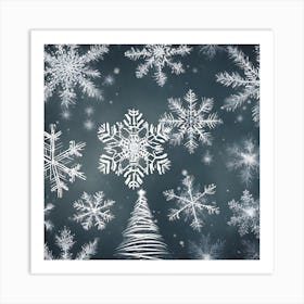 Snow Christmas Tree Art Print