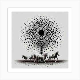 Horses In A Circle Art Print