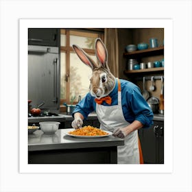 Rabbit In The Kitchen 2 Art Print