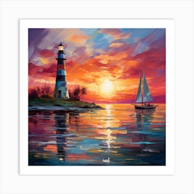 Sunset Lighthouse Art Print