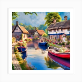 Village By The Canal Art Print