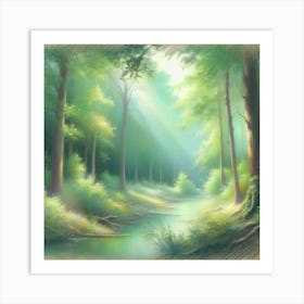 Rays Of Light In The Forest 2 Art Print