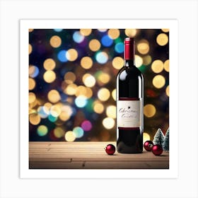 Christmas Wine Bottle 2 Art Print