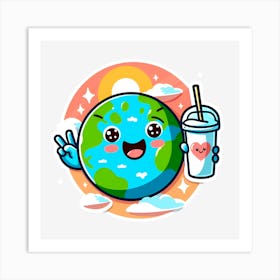 Earth Day Sticker Art Print