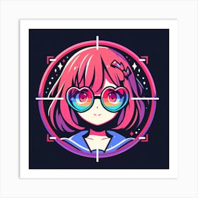 Anime Girl With Glasses 4 Art Print