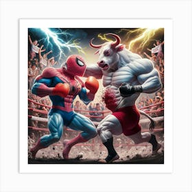 Spider-Man Vs Bull 1 Art Print